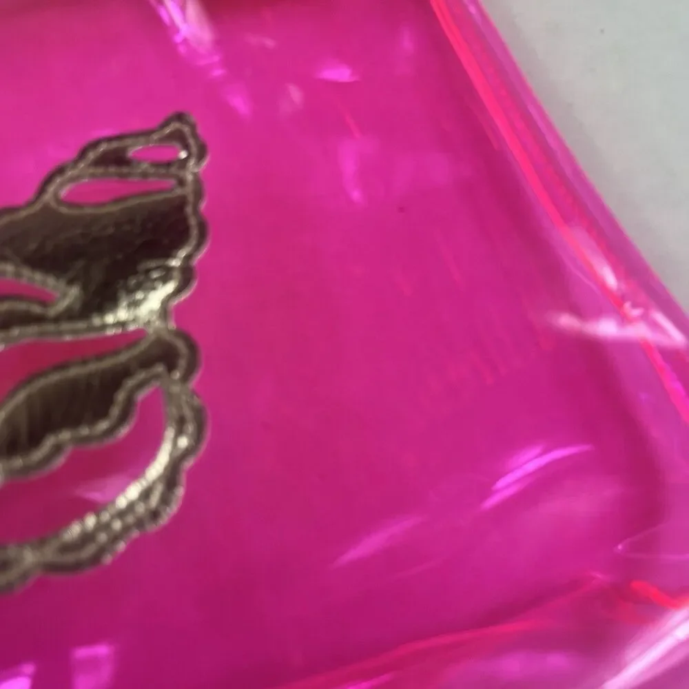 Lilly Pultizer Havana Pink Pouch Cosmetic Top Zip Travel Jelly Shell Clear Bag